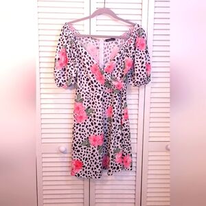 Mix floral animal skater dress - size 8